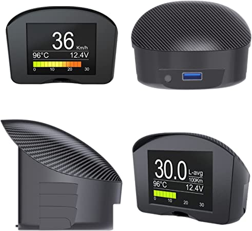 MONITOR  PANTALLA FRONTAL  VELOCI­METRO ALARMA DE COCHE OBD HUD MULTIFUNCION MEDIDOR DIGITAL DE CON ESCANER 