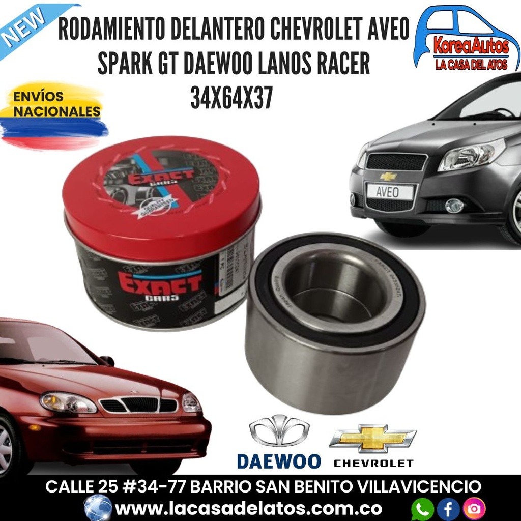 RODAMIENTO DELANTERO CHEVROLET AVEO SPARK GT  DAEWOO LANOS RACER  34X64X37 - EXACT 94535247