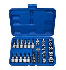 JUEGO DE COPAS TORX CORTA Y PUNTAS TORX X34 PCS CAJA AZUL FERRE - 12071