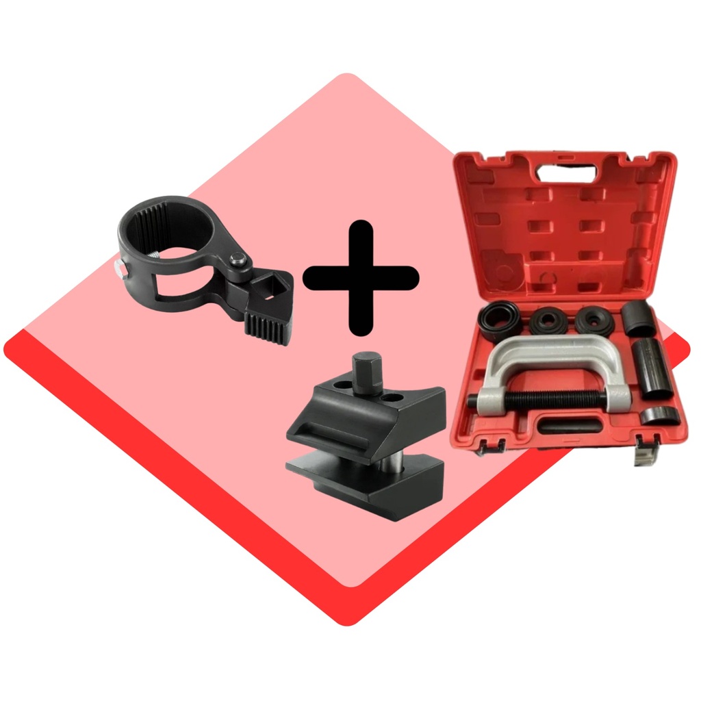 EXTRACTOR DE BUJES ROTULAS Y PERNOS + EXPANSION DE PORTAMANGUETA + EXTRACTOR TUERCA AXIAL