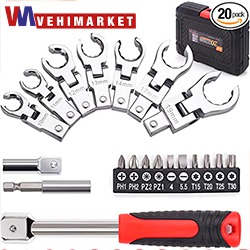 JUEGO DE LLAVES DE TUERCA ACAMPANADA DE 17 PIEZAS