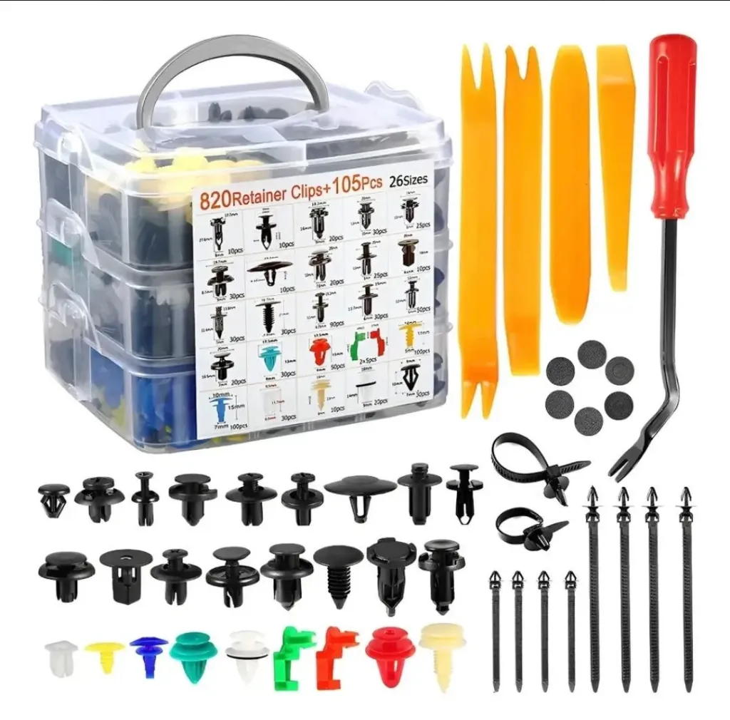 KIT PINES REMACHES AUTO ACCESORIOS PLÁSTICOS X820 CLIPS + 105PCS 26 TALLAS