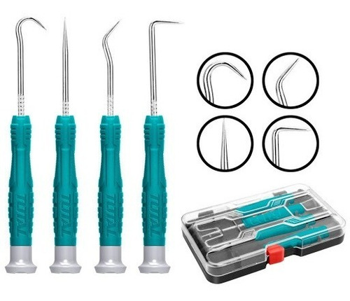 JUEGO DE 4 GANCHOS DE PUNTA PARA REMOVER SELLOS EN CAJA PLASTICA - TPHSK0401