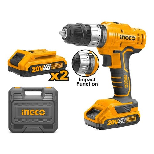 TALADRO INALAMBRICO ION LITIO 20V 0-400/0-1500/MIN 45NM