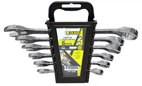 JUEGO DE LLAVES MIXTA X6 PCS BLISTER (5/16-7/16-1/2-9/16-11/16 PUL) CR/V UDUKE