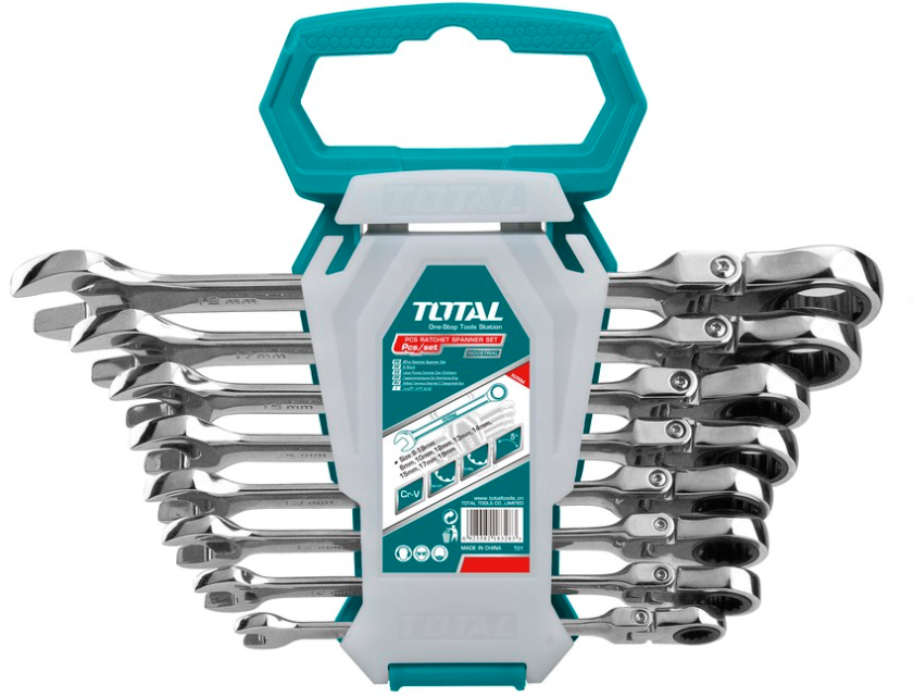 JUEGO 8 LLAVES COMBINADAS C/RATCHET FLEXIBLE 8-19MM- TOTAL - THT102RK586