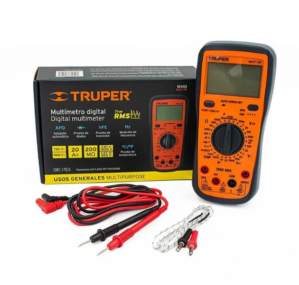 MULTIMETRO DIGITAL PROFESIONAL CON RMS VERDADERO - TRUPER 10402