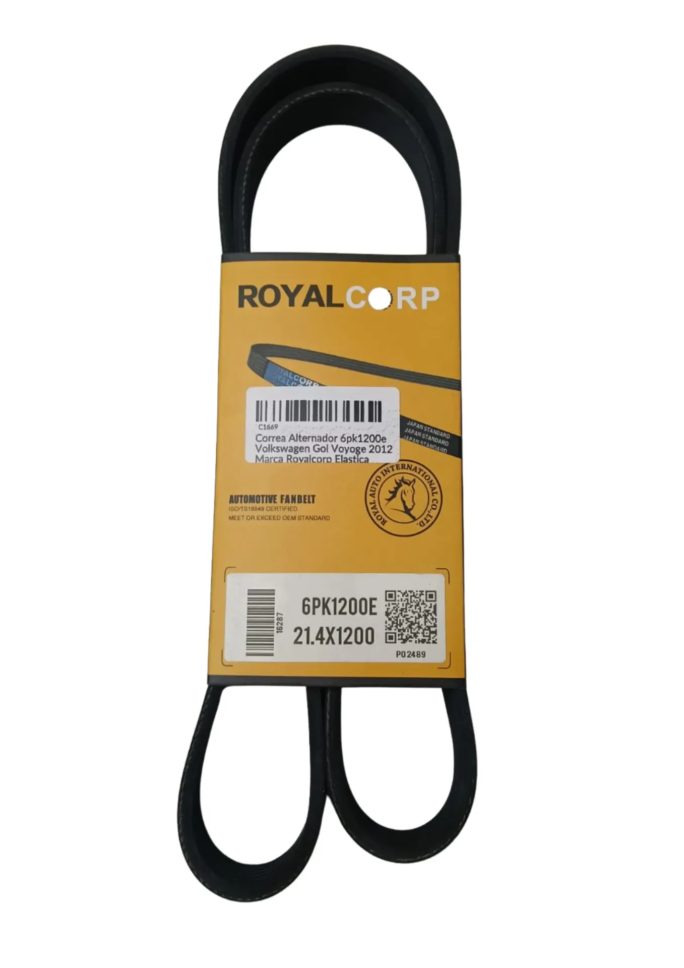 Correa Alternador 6pk1200e Volkswagen Gol Voyoge 2012 Marca Royalcorp Elastica