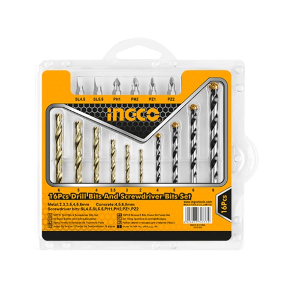 Juego De Brocas Hss Muro Y Puntas Destornillador 16 Pcs