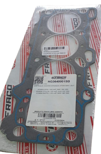 [C5091C] EMPAQUE CULATA HYUNDAI ATOS 1.0 MARCA FRACO HG3640001SB