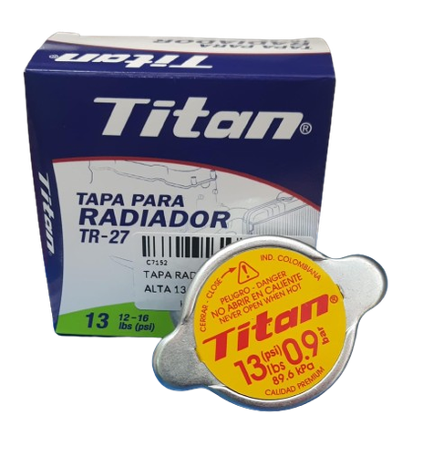[C7152] TAPA RADIADOR TR-27( 0.9 BAR) ALTA13 LBS (PSI) MARCA TITAN tr-27 103941