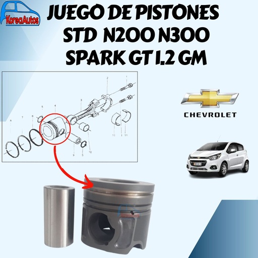 [30175] PISTON STD N200 N300 SPARK GT 1.2 GM  