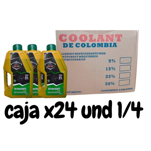 [C9120A] COMBO CAJA REFRIGERANTE 1/4 VERDE MARCA COOLANT 24 UND  