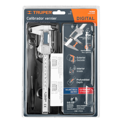 [14388] CALIBRADOR PIE DE REY MANUAL 6" DIGITAL TRUPER - 14388