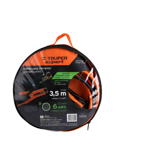 [17544] CABLE PASA CORRIENTE 3.5M 350A 6 AWG CON FUNDA - TRUPER