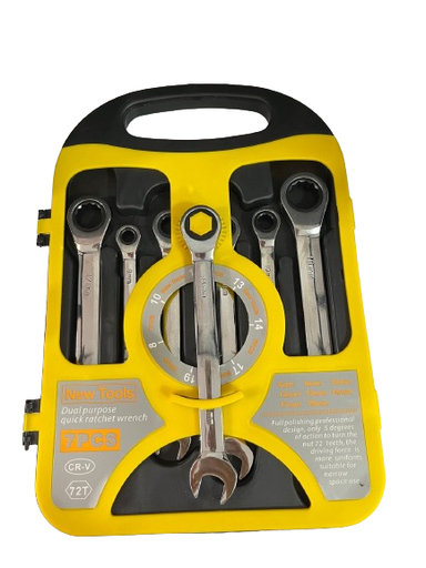 [X11377] JUEGO DE LLAVES RACHET COMBINADA X 7 PCS I.O COMPANY - 6901