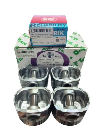 [C9140] KIT PISTONES Y ANILLOS N200/N300 SPARK GT STD MARCA TOTO MARCA RIK