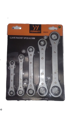 [X0052] LLAVE RACHET 5PCS 6-21MM FERRAWYY