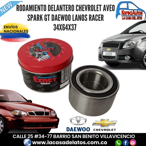 [30311] RODAMIENTO DELANTERO CHEVROLET AVEO SPARK GT  DAEWOO LANOS RACER  34X64X37 - EXACT 94535247