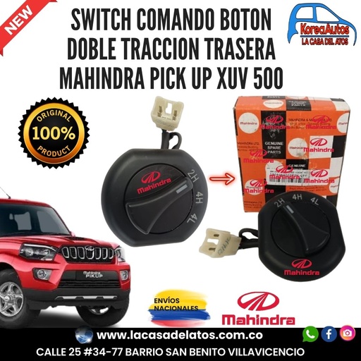 [80191] SWITCH COMANDO BOTON DOBLE TRACCION TRASERA  MAHINDRA PICK UP XUV 500 1805CAA00222N