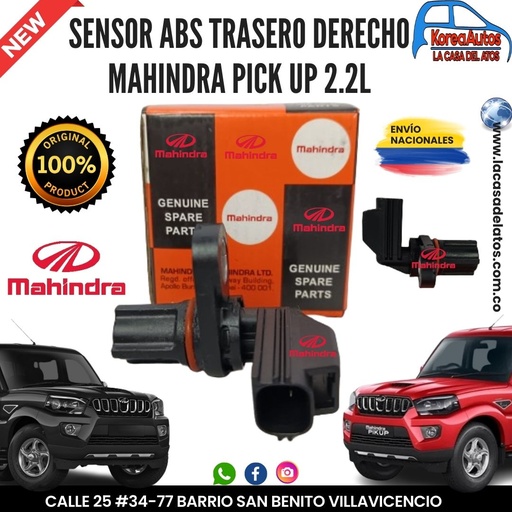 [80194] SENSOR ABS TRASERO DERECHO MAHINDRA PICK UP 2.2L 0609AA0020N