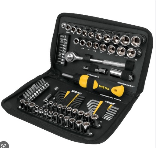 [22984] JUEGO DE 82 HERRAMIENTAS  1/4" Y 3/8" - PRETUL- 22984