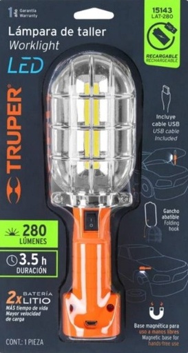 [15143] LAMPARA LED 280 IM DE TALLER RECARGABLE - TRUPER