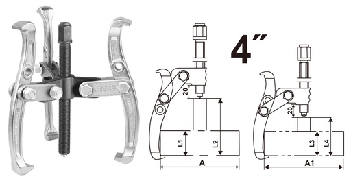 [X10666] EXTRACTOR DE POLEA 4-3 MANDIBULAS PARA 4 TON - INGCO - HGP08034