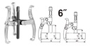 EXTRACTOR DE POLEA 6-3 MANDIBULAS PARA 6 TON hgp08036