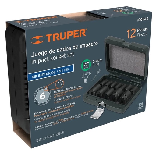 [100944] JUEGO 12 COPAS 1/2" IMPACTO PROTECCION PLASTICA 6P MM