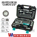JUEGO 25 PZS DE 18 CUBOS 1/2" 10-32MM RATCHET+ ACCES EN ESTUCHE- THT121251