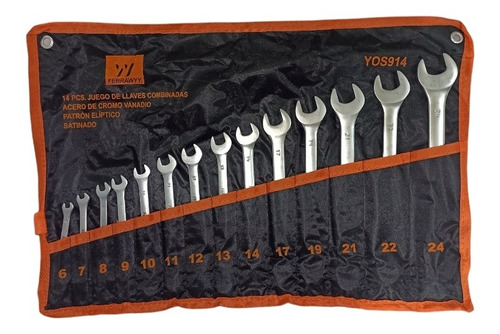 [X10819] LLAVE COMBINADA 14PIEZAS CR-V SATIN FERRAWY