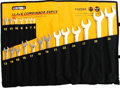 [X10818] LLAVE COMBINADA 20 PIEZAS 6-32MM UYUSTOOLS 6 MESES DE GARANTIA