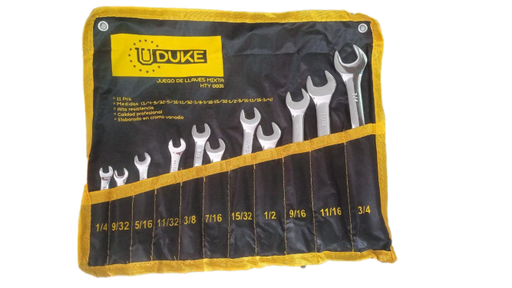 [X10275] LLAVE MIXTA JUEGO X11 PCS (1/4"-3/4") CR/V UDUKE
