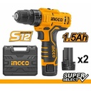TALADRO INALAMBRICO ION LITIO 12V 0-350MIN-0-1350MIN 20NM CON 2 BATERIAS Y 1 CARGADOR